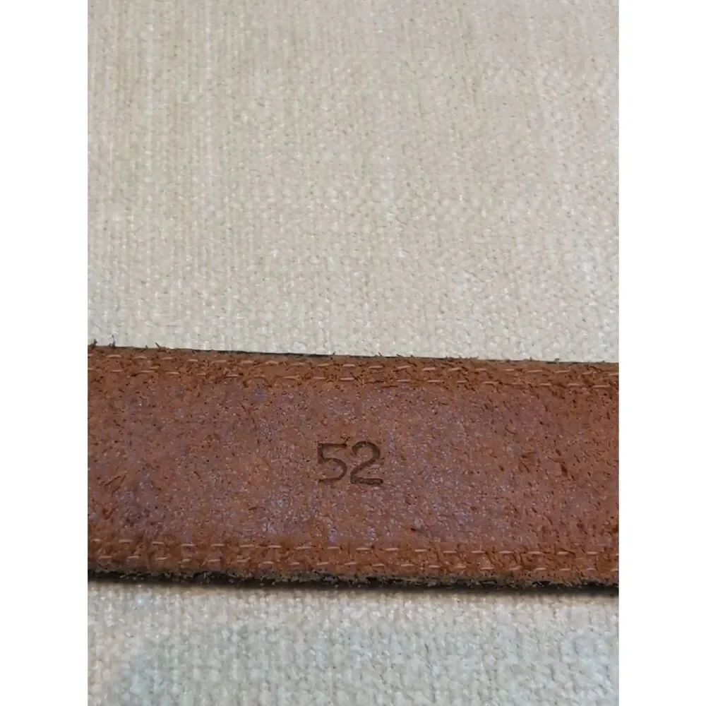 Men's Brown Leather Belt with Solid Brass Buckle Size 52 Made In USA